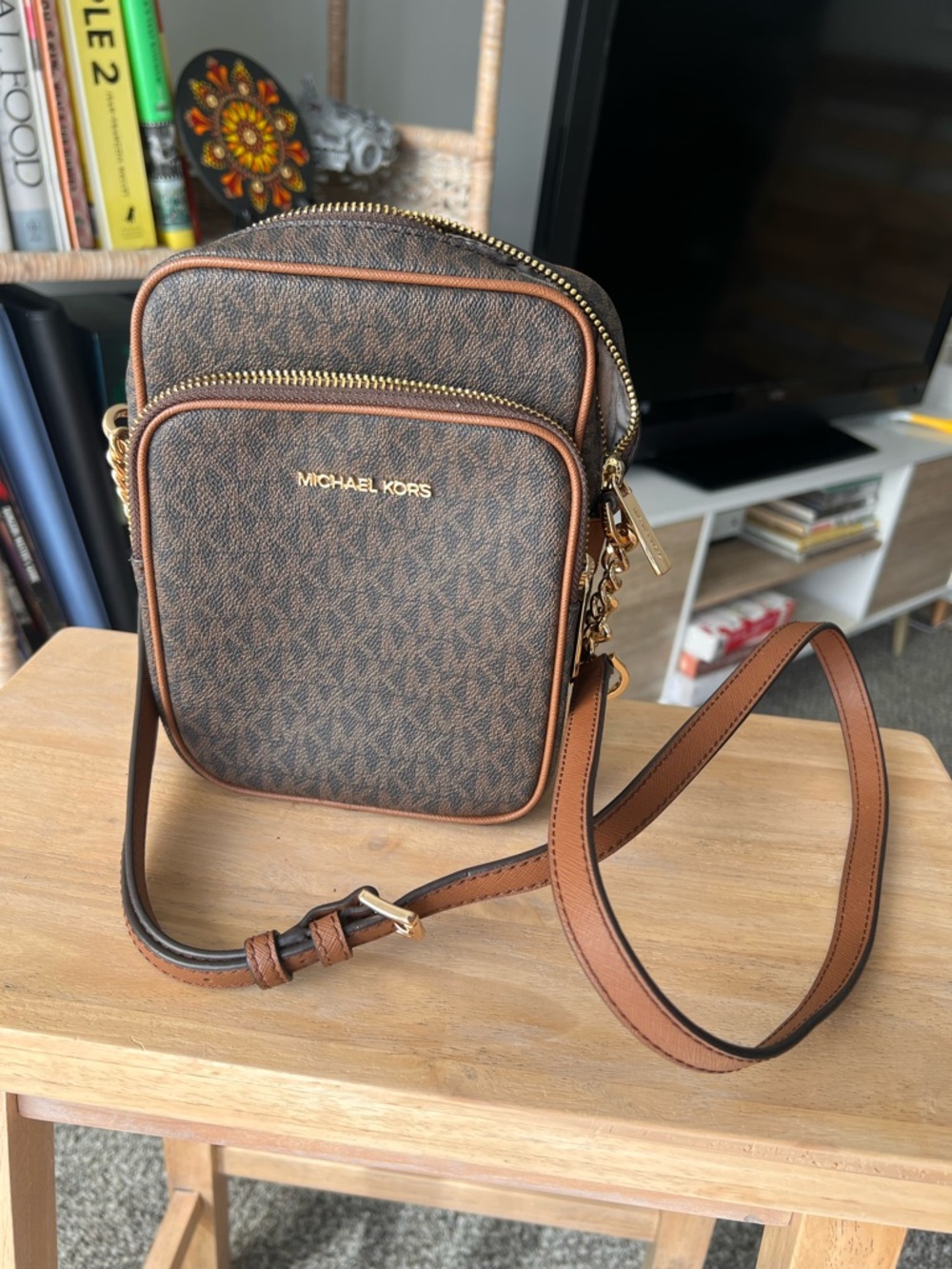 Michael  Kors Brown Jet Set Travel Crossbody Bag